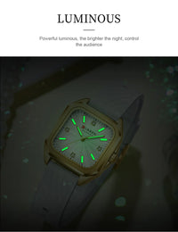 CURREN 9113 Women's square small dial watch waterproof quartz watch silicone watch strap fashionable and simple wristwatch