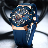 CURREN 8462 Top Luxury Quartz Men's Watch Silicone Strap Multifunctional Timing Code Classic Luminous Waterproof Men's Watch
