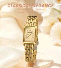 CURREN Luxury Ladies Fashion Quartz Watch Simple Scale Square Quality Women Watches Business Stainless Steel Folding Clock