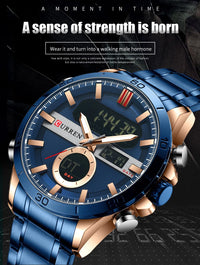 CURREN Sport Men Watch Top Brand Luxury Military Business Male Clock Gold Stainless Steel Quartz Digital Man Wristwatch 8384