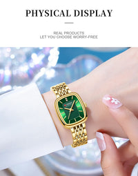 CURRN 9093 Women's Quartz Watch Fashion Leisure Diamond Simple Gold Silvery Steel Strip Wristwatch for Ladies Gift Clock