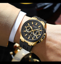 CURREN Luxury Man Wristwatch Chronograph Date Waterproof Rubber band Casual Quartz Men's Watches Sports Male Clock Reloj