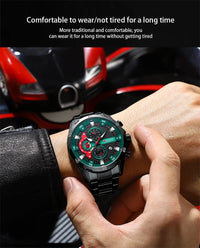 CURREN 8402 Business Men's Quartz Watch, Six-hand Steel-strap Wristwatch with Motorcycle-style Dial