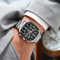 CURREN Stainless Steel Watch with Timer Calendar Luminous Hands And Stainless Steel Bracelet
