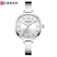 CURREN 9012 Casual Quartz Watch for Ladies, Waterproof Stylish Integrated Stainless Steel Bangle Wristwatch