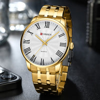 Curren 8422 Men's Minimalist Roman Numeral Quartz Watch, Water-resistant Round Business Wristwatch