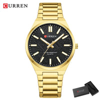 CURREN Men’s Business Watch Textured Black Dial Quartz  Wristwatch Stainless Steel Luminous Male Dress Watch Relogio Masculino