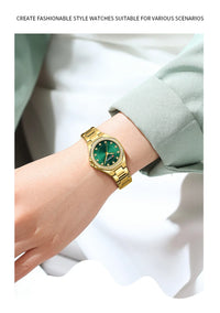 CURREN Luxury Elegance Watch for Women Simple Quartz Wristwatches with Sparkling Rhinestones Stainless Steel Bracelet Waterproof