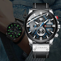 CURREN Brand Chronograph Sports Men's Watch Quartz Clock Leather Men's Luminous Watch Calendar Clock Relogio Masculino