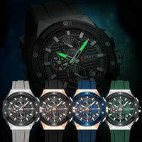 CURREN 8462 Top Luxury Quartz Men's Watch Silicone Strap Multifunctional Timing Code Classic Luminous Waterproof Men's Watch