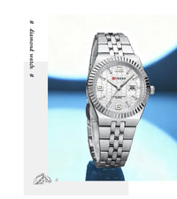CURREN Women's Watch Analog Quartz Waterproof Ladies Wrist Watches with Date Dainty Fashion Luxury Stainless Steel Watch