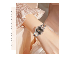 CURREN Luxury Elegance Watch for Women Simple Quartz Wristwatches with Sparkling Rhinestones Stainless Steel Bracelet Waterproof