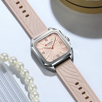 CURREN Women Watch for Nurse Easy to Read Dial Wristwatches Silicone Band Watches Second Hand and 24 Hour Nurse Watches