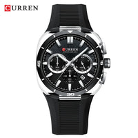 CURREN Men's Watch New Luxury Quartz Clock Original Silicone Sports Multi Functional Waterproof Luminous Date Timer Wrist Watch