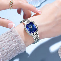 CURRN 9093 Women's Quartz Watch Fashion Leisure Diamond Simple Gold Silvery Steel Strip Wristwatch for Ladies Gift Clock