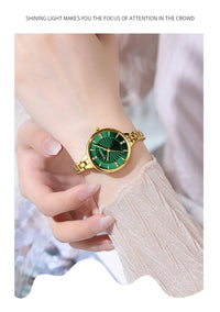 Ladies small dial chain watch waterproof round simple for women Simple Romantic Rhinestone Dial with Stainless Steel Bracelet