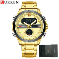 CURREN Sport Men Watch Top Brand Luxury Military Business Male Clock Gold Stainless Steel Quartz Digital Man Wristwatch 8384