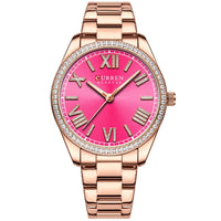 CURREN NEW Luxury Quartz Women's Bracelet Wristwatches with Rhinestone Dial Elegant Luminous Hands Stainless Steel Watches