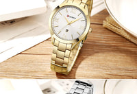 CURREN 9007 Fashion Women Quartz Watch Waterproof Minimalist Calendar Wristwatch with Roman Numerals