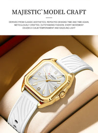 CURREN 9113 Women's square small dial watch waterproof quartz watch silicone watch strap fashionable and simple wristwatch