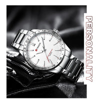 CURREN 8452 Men Quartz Watch Simple Fashion Leisure Business Clock Black Silvery Stainless Steel Strap Wristwatch for Male