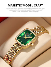 CURRN 9093 Women's Quartz Watch Fashion Leisure Diamond Simple Gold Silvery Steel Strip Wristwatch for Ladies Gift Clock