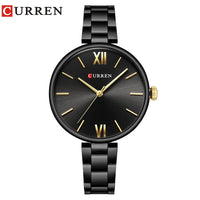 CURREN 9017 Roman Numeral Quartz Watch for Ladies, Waterproof Minimalist Casual Wristwatch with Stainless Steel Strap