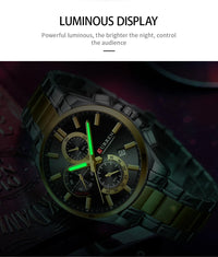CURREN Men's Quartz Chronograph Watch with Luminous Hands,Auto Date Stainless Steel Band, Precision Style Wristwatche Waterproof