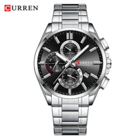 CURREN Men's Quartz Chronograph Watch with Luminous Hands,Auto Date Stainless Steel Band, Precision Style Wristwatche Waterproof
