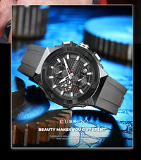 CURREN 8462 Top Luxury Quartz Men's Watch Silicone Strap Multifunctional Timing Code Classic Luminous Waterproof Men's Watch