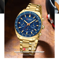 CURREN High Quality Men's Luxury  Fashion Quartz Watch Men Round Business Student Sport Waterproof Glow Clock