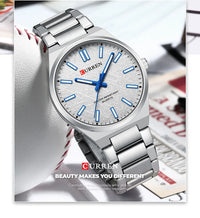 CURREN Men’s Business Watch Textured Black Dial Quartz  Wristwatch Stainless Steel Luminous Male Dress Watch Relogio Masculino