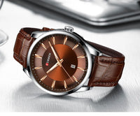 CURREN 8365 Men's Minimalist Calendar Water-Resistant Quartz Watch, Business Style with Leather Strap