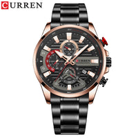 CURREN 8415 Men Luminous Watch Reloj Hombre Simple Multifunctional Quartz Watch Sport Stainless Steel Strap Business Waterproof