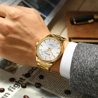 CURREN 8425 Neutral Round Baton-marked Stainless Steel Watch, Water-resistant Business Men's Wristwatch