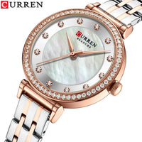 CURREN Top Brand Ladies Simple Fashion Quartz Watch Stainless Steel Classic Elegant Diamond Waterproof Ladies Watch Reloj Mujer