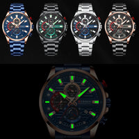 CURREN 8415 Men Luminous Watch Reloj Hombre Simple Multifunctional Quartz Watch Sport Stainless Steel Strap Business Waterproof