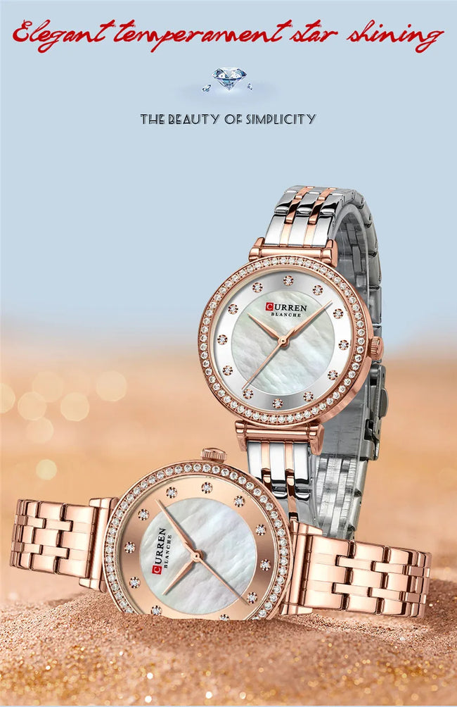 CURREN Fashion Women Watch Top Brand Luxury Lady Girl Wristwatch Original Stainless Steel Bracelet Classic Female Clock 9087