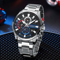CURREN Men's Exquisite Sports Multifunction Watch New Luxury Stainless Steel Quartz Watch with Luminous Hand Clock часы мужские