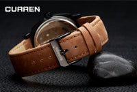CURREN 8139 Men's Water-resistant Men's Quartz Watch Neutral-style Watch with Small Dial, Matte Genuine Leather Strap