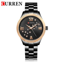 CURREN New Fashion Women Watches Top Brand Luxury Lady Girl Wristwatch Black Stainless Steel Bracelet Female Clock Gift 9009