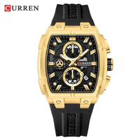 CURREN Original Silicon Strap Multi-functional Dialn Auto Date Design Men's Watch Sports Chronograph Watches