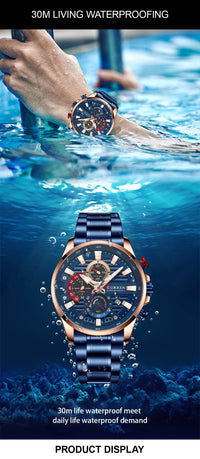 CURREN 8415 Men Luminous Watch Reloj Hombre Simple Multifunctional Quartz Watch Sport Stainless Steel Strap Business Waterproof