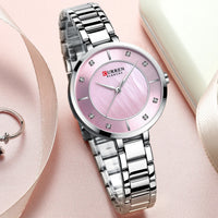 CURREN Women Watches Top Brand Luxury Ladies Wrist Quartz Watch Stainless Steel Classic Bracelet Female Clock Clear 9051
