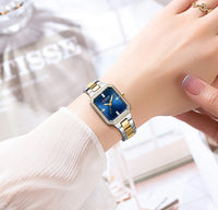 CURREN Luxurious Elegant Women's Watches Classic Rectangular Dial with Rhinestones Luminous Hands Waterproof