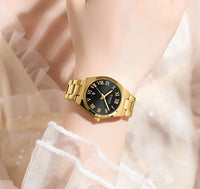 CURREN 9095 Women's Quartz Watch Fashion Calendar Leisure Analog Display Rose Gold Purple Stainless Steel Strap for Ladies Gift