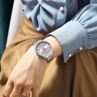 CURREN NEW Luxury Quartz Women's Bracelet Wristwatches with Rhinestone Dial Elegant Luminous Hands Stainless Steel Watches