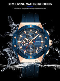 CURREN 8462 Top Luxury Quartz Men's Watch Silicone Strap Multifunctional Timing Code Classic Luminous Waterproof Men's Watch