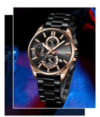 CURREN Men's Quartz Chronograph Watch with Luminous Hands,Auto Date Stainless Steel Band, Precision Style Wristwatche Waterproof