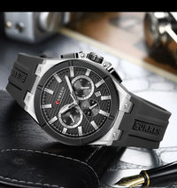 CURREN Luxury Man Wristwatch Chronograph Date Waterproof Rubber band Casual Quartz Men's Watches Sports Male Clock Reloj